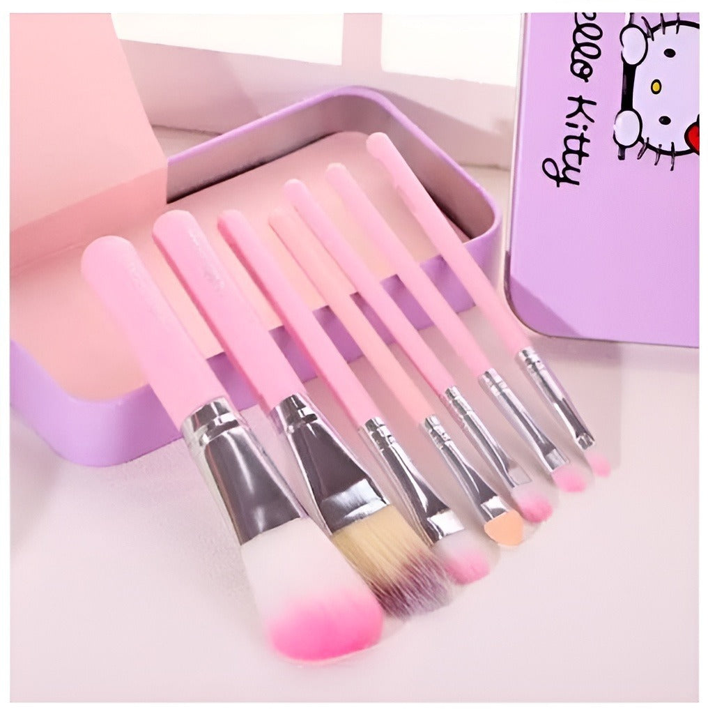Cute Hello Kitty Makeup Brush Set 7 in 1 - Hello Kitty Pink
