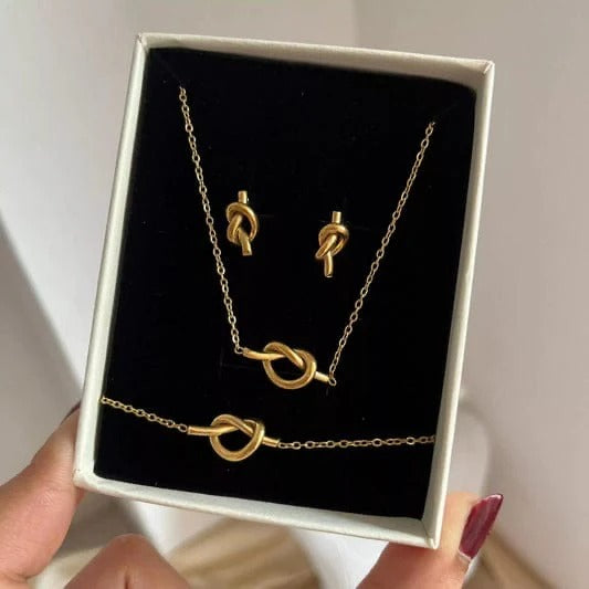 Luxury Gold-Tone Stainless Steel Knot Jewelry Set + EID SPEACIAL GIFT FROM TZUR