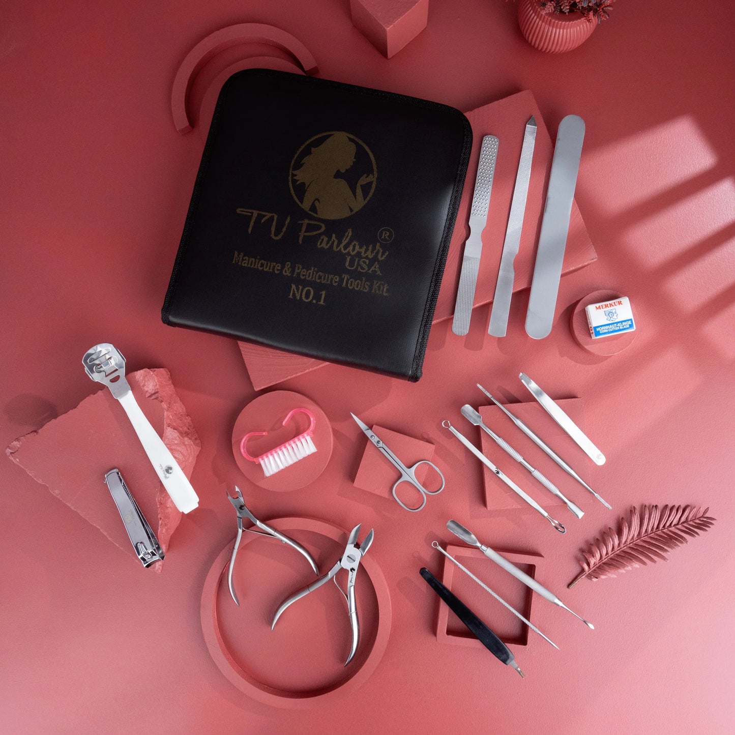 Professional 16-Pcs Manicure & Pedicure Set – Premium Stainless Steel Grooming Kit with Travel Case