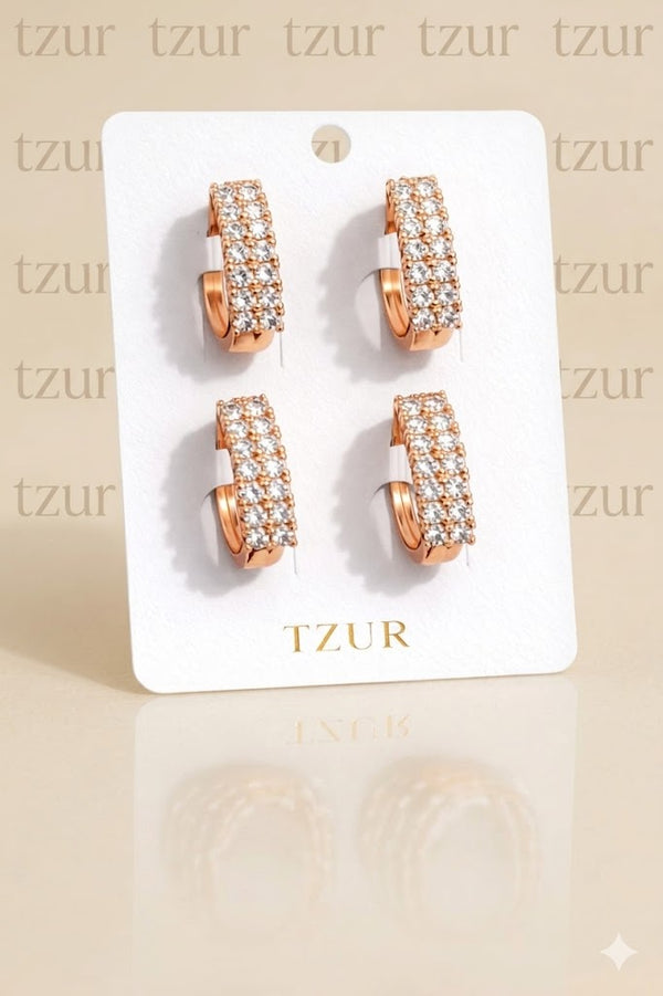 Rose Gold Pavé Crystal Huggie  + EID SPEACIAL GIFT FROM TZUR